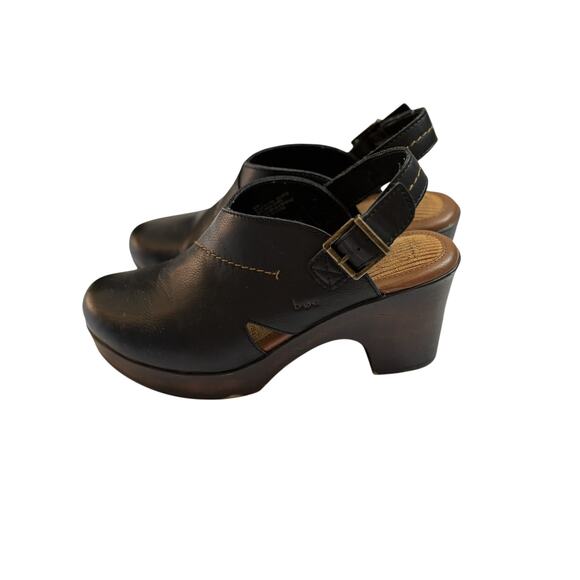 b.ø.c Born Leather Slingback Clogs Women’s 9 | Platform Heels Comfort Wood Look - Picture 5 of 7